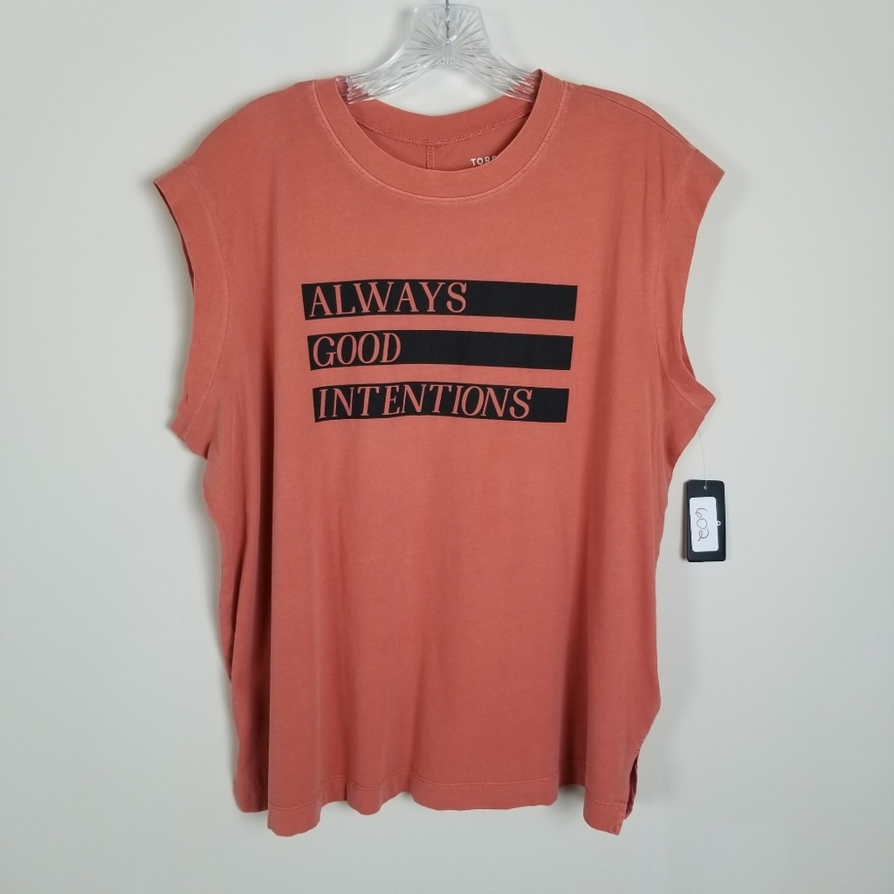 Torrid Sleeveless Always Good Intentions Shirt Top M/L 10 Relaxed Runs Large NWT